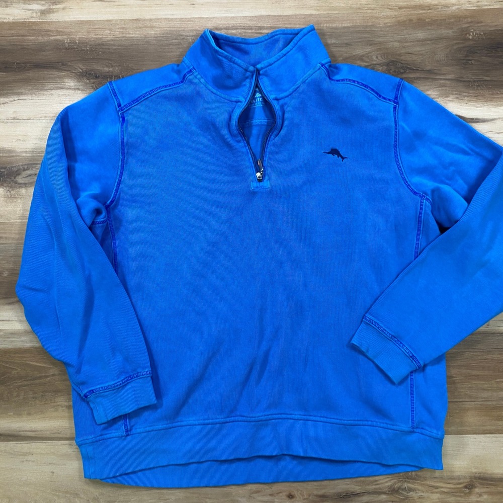 Tommy Bahama Antigua Cove Half Zip Sweater Pullover XL Relax Cotton Blue